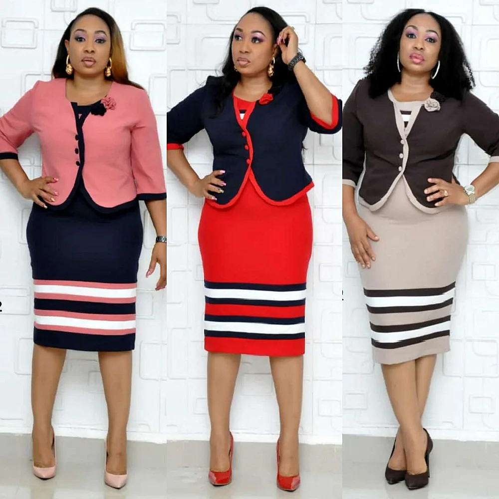 

5XL 6XL Plus Size African Dress For Women 2 Piece Set Jacket Tops And Dress 2021 New Arrival Elegant Design Office Lady Suit