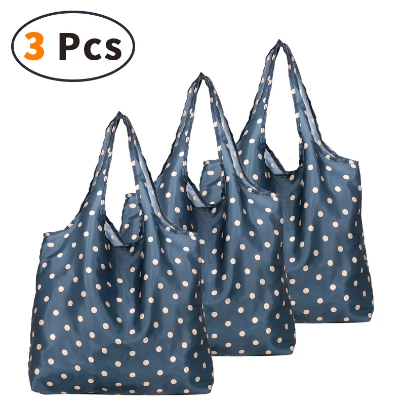 

Foldable Shopping Bag Eco Bag 3 Pack Folding Storage Vegetables Fruits Organize Items Carry-on Short Trip Reusable Home Storage