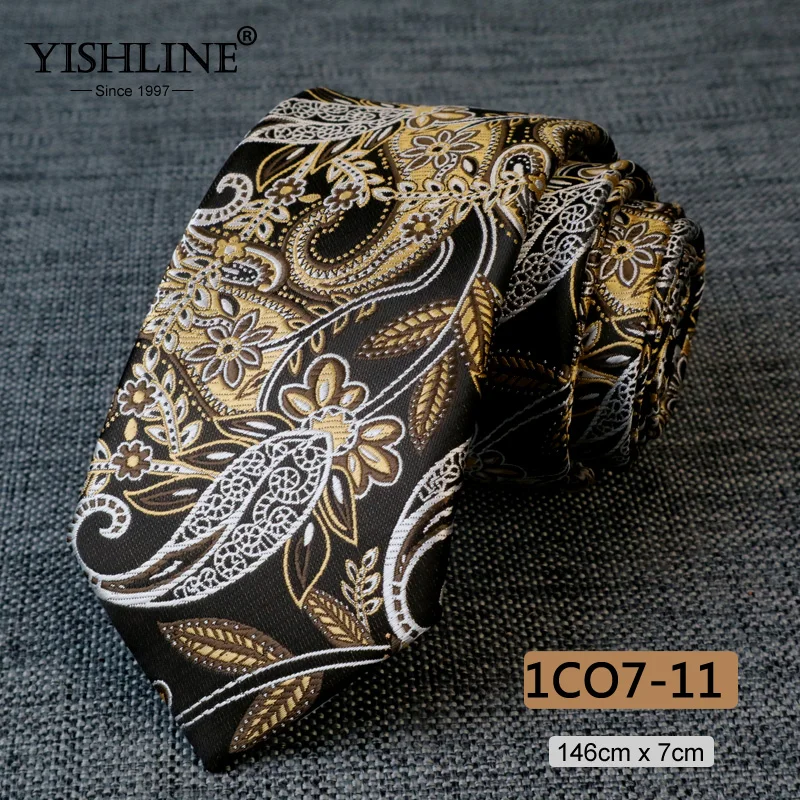 YISHLINE модный мужской галстук 7 см с узором пейсли, Классический Цветочный галстук, 1200 иглы, галстуки для шеи, галстук для жениха, Свадебный галстук, обтягивающий синий и красный цвета