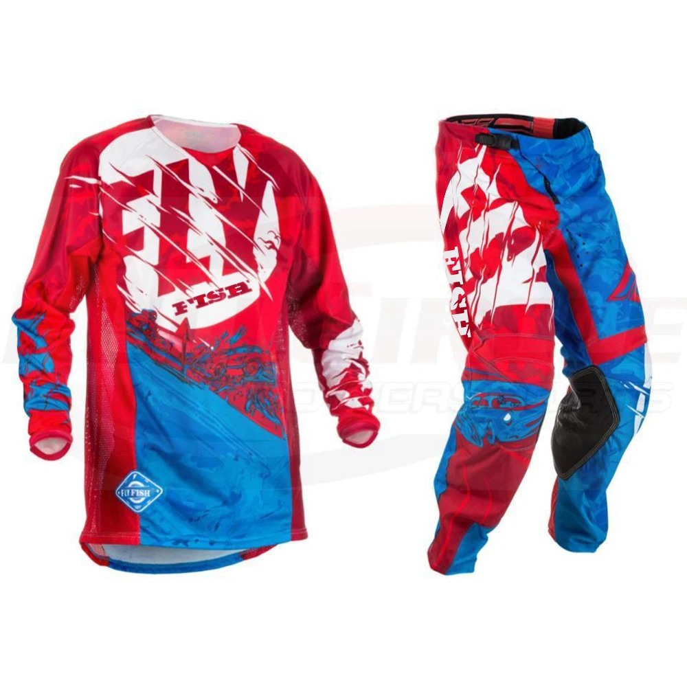 

Motocross Gear Set Fly Fish Racing Jersey Pants Mountain Bicycle Cycling Offroad Kits Scooter Motorbike Motor Suit Mens