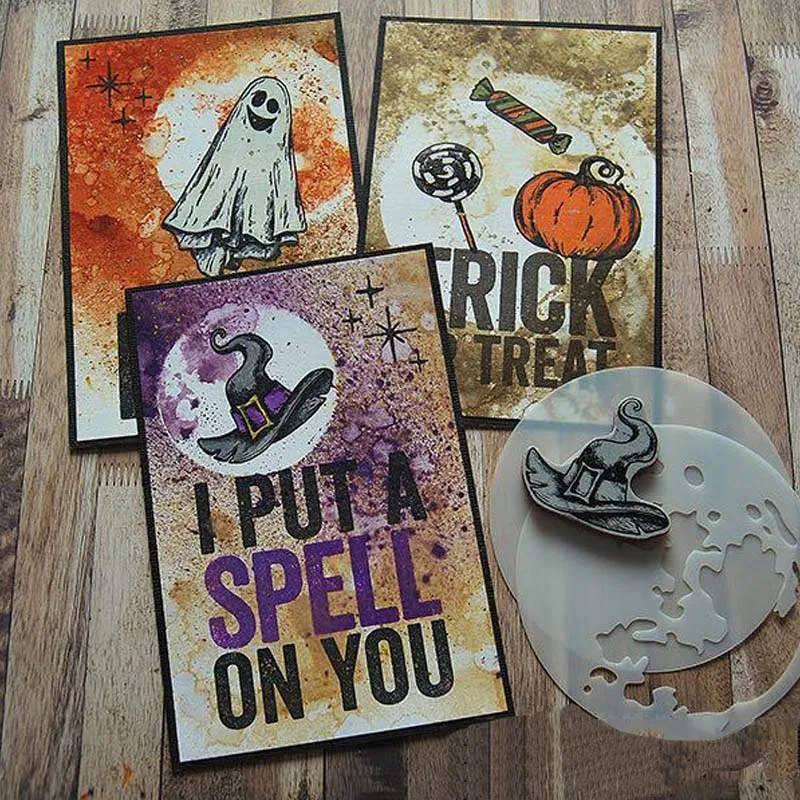 Прозрачные штампы для Хэллоуина с изображением черепа тыквы котов искусственных