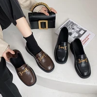 2021 new spring platform womens loafers shoes english leather shoes with soft soles casual beanie shoes for women a051