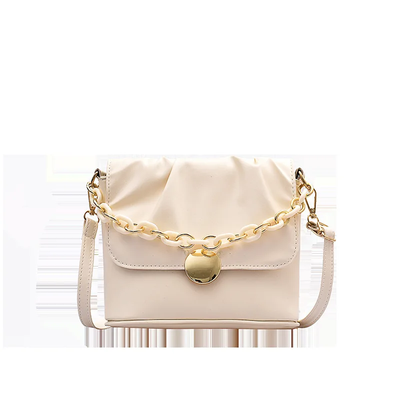 

Underarm Pleated Small Square Bag Soft Leather Lightweight Women's Bag Shoulder Messenger Bag Crossbody Small Bag Simple Fashion