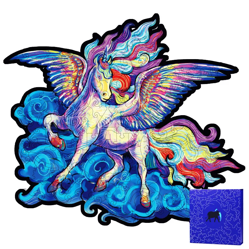 

The Latest Wooden Puzzle Unicorn Animal Children'S Toy Irregular Shaped Pattern Adult Gift Gift Box