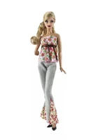 16 bjd doll clothes set off shoulder floral shirt top jeans pants for barbie clothes outfits 30cm dolls accessories cosplay toy