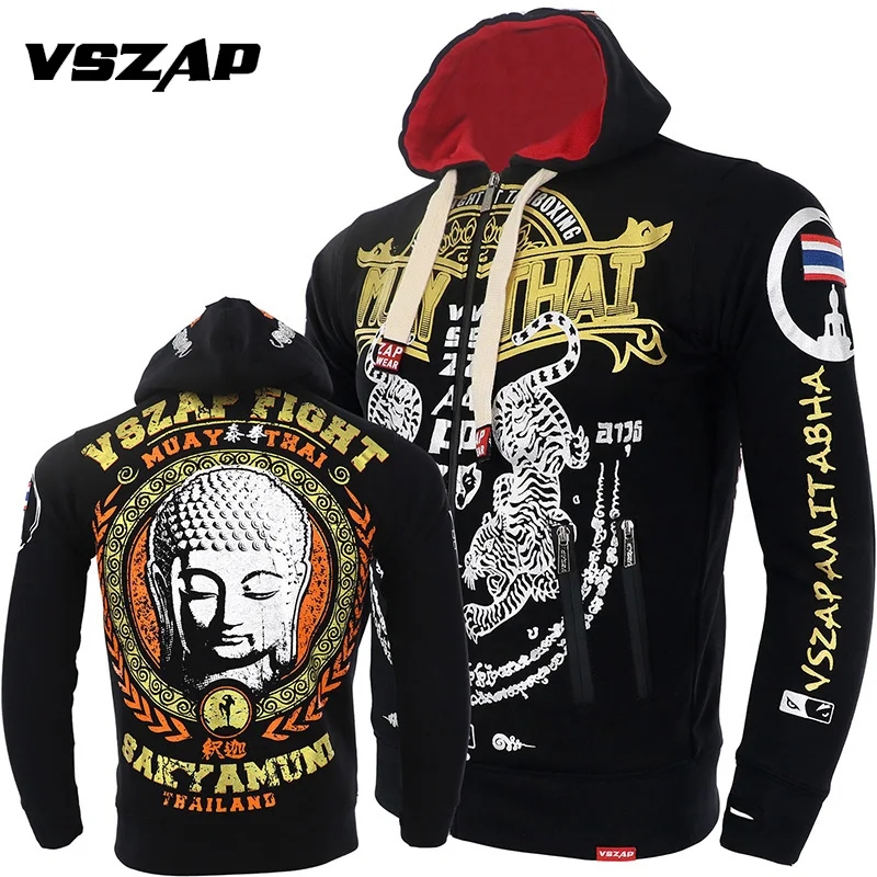 VSZAP Толстовка MMA Muay Thai Tiger Fighting толстовки флисовая куртка мужские для бега