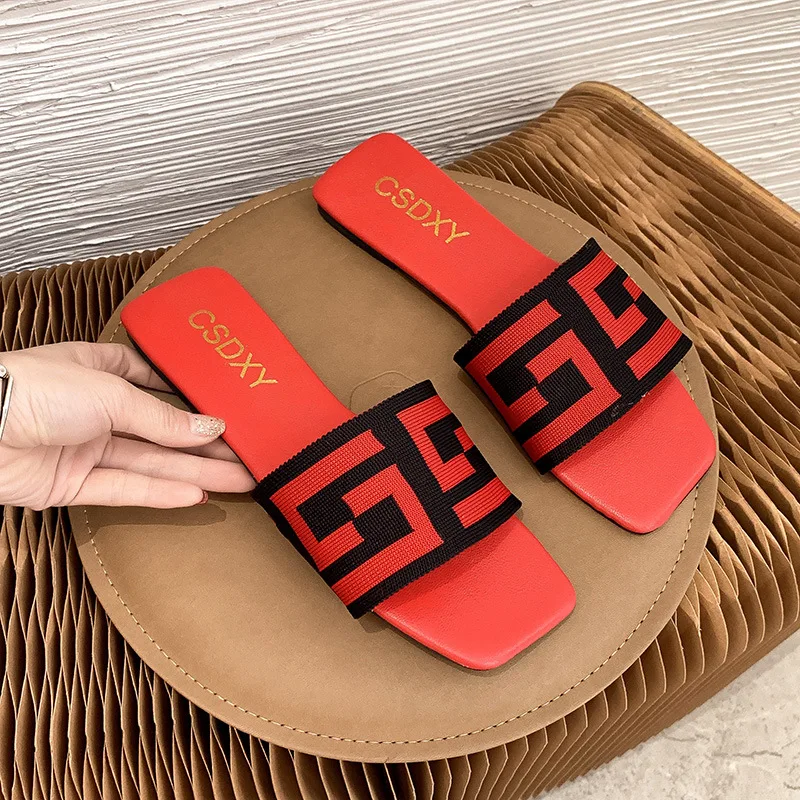 

Summer C Letter Desginer Women Slippers Fashion 2021 Plus Size Flat Heels Sildes Ladies Mules Shoes Sapatos De Mujer