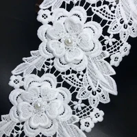 5yard 3d lace fabric with beads leaf flower wedding dress sewing trim accessories water soluble embroidery milk silk skirt deco