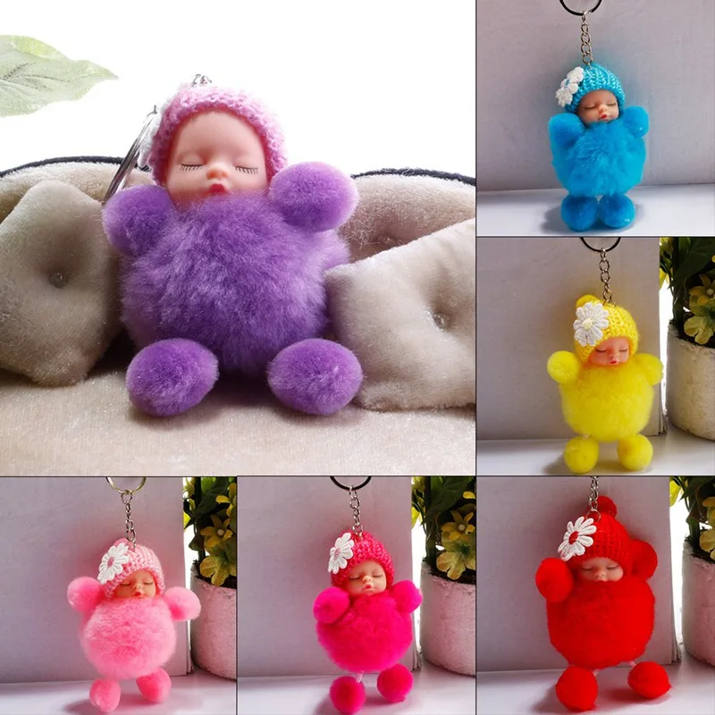 

Backpack Pendant Sleeping Baby Dolls Keychain Car Keyring Holder Bag Charm Key Chains Plush Fur Key Holder Lovely Doll Toys