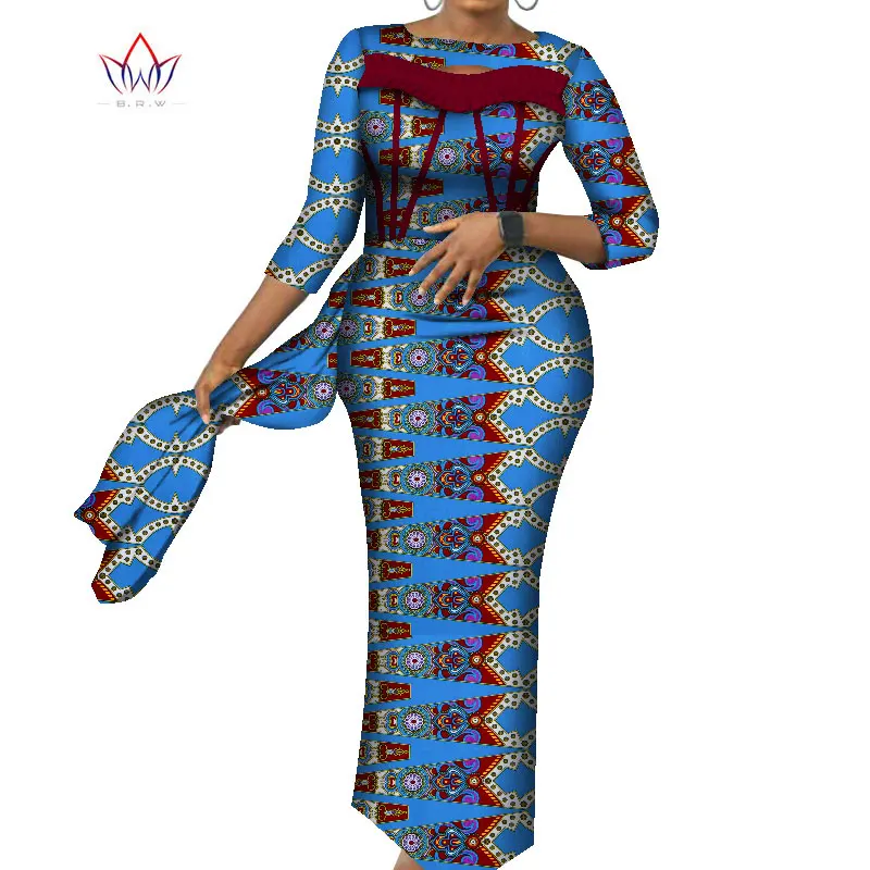 African Traditional Dresses For ladies Plus Size African Bazine For Women Half Sleeve Dashiki 5xl Ankle Length Dress None WY8185