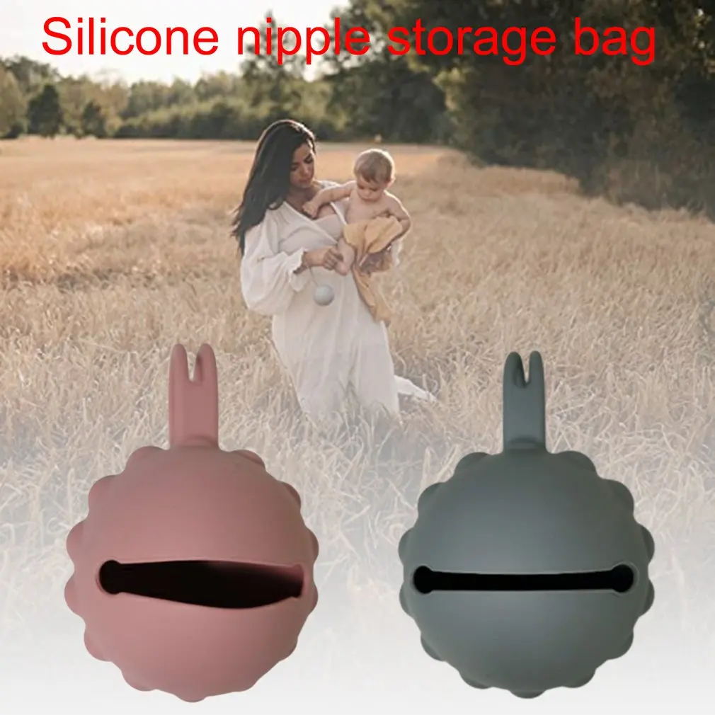 

Soft Silicone Pacifier Holder With Convenient Strap Storage Pacifier Washable Case Fixed In Stroller Diaper Bag