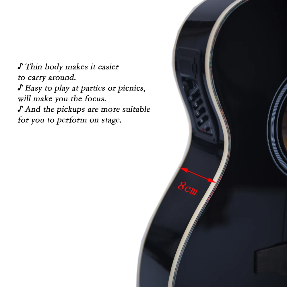40 дюймовая Акустическая гитара для начинающих Basewood 6 струнная Tochigi Ukulele с черной