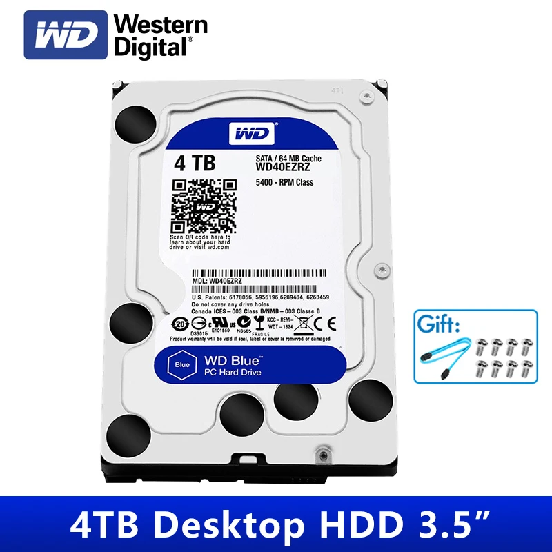 Оригинальный WD Blue 4 ТБ HDD Sata 3 5 ''внутренний жесткий диск для ПК Disque Duro 5400 об/мин