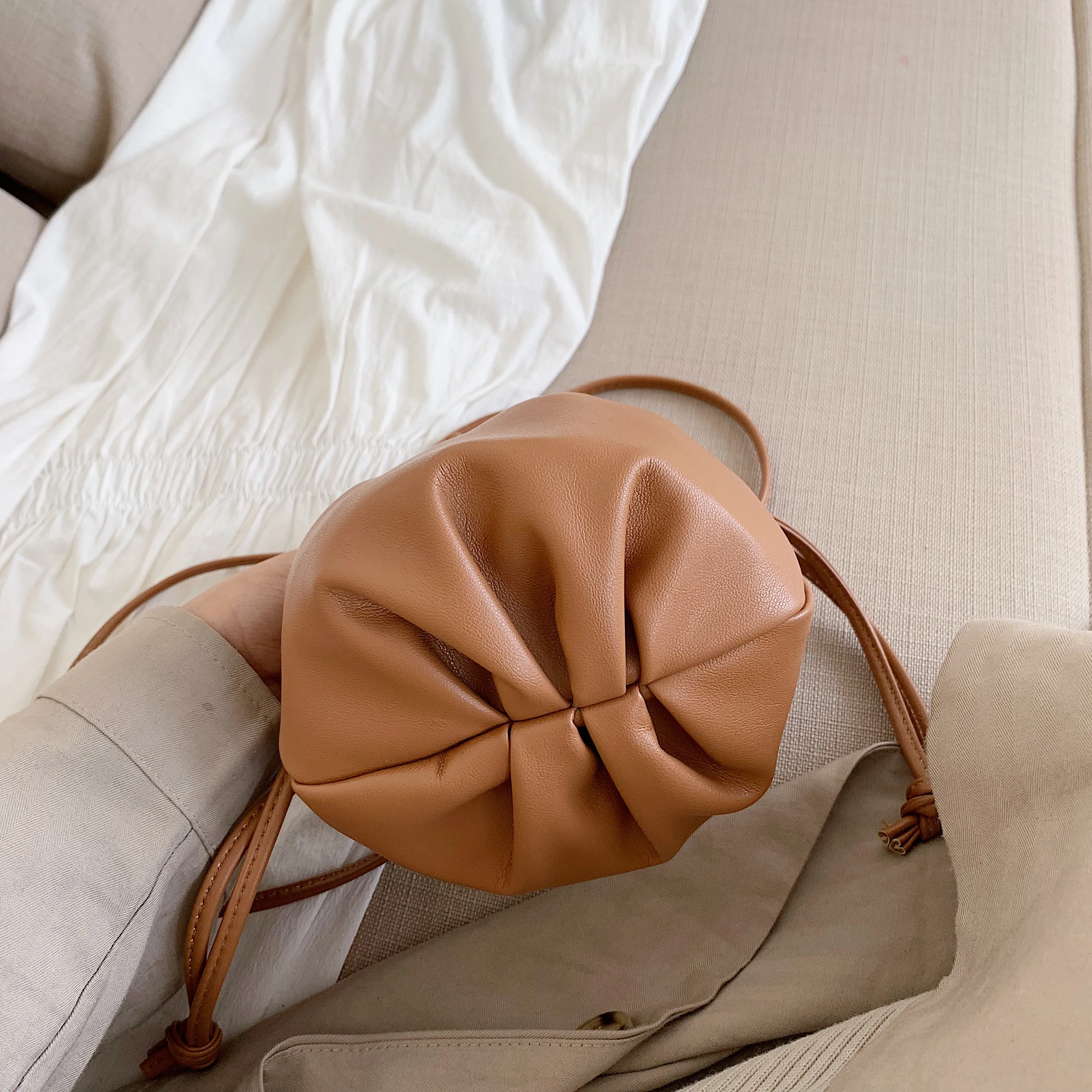 Модное ведро на шнурке Женский кошелек маленькая сумка-тоут с откидной крышкой