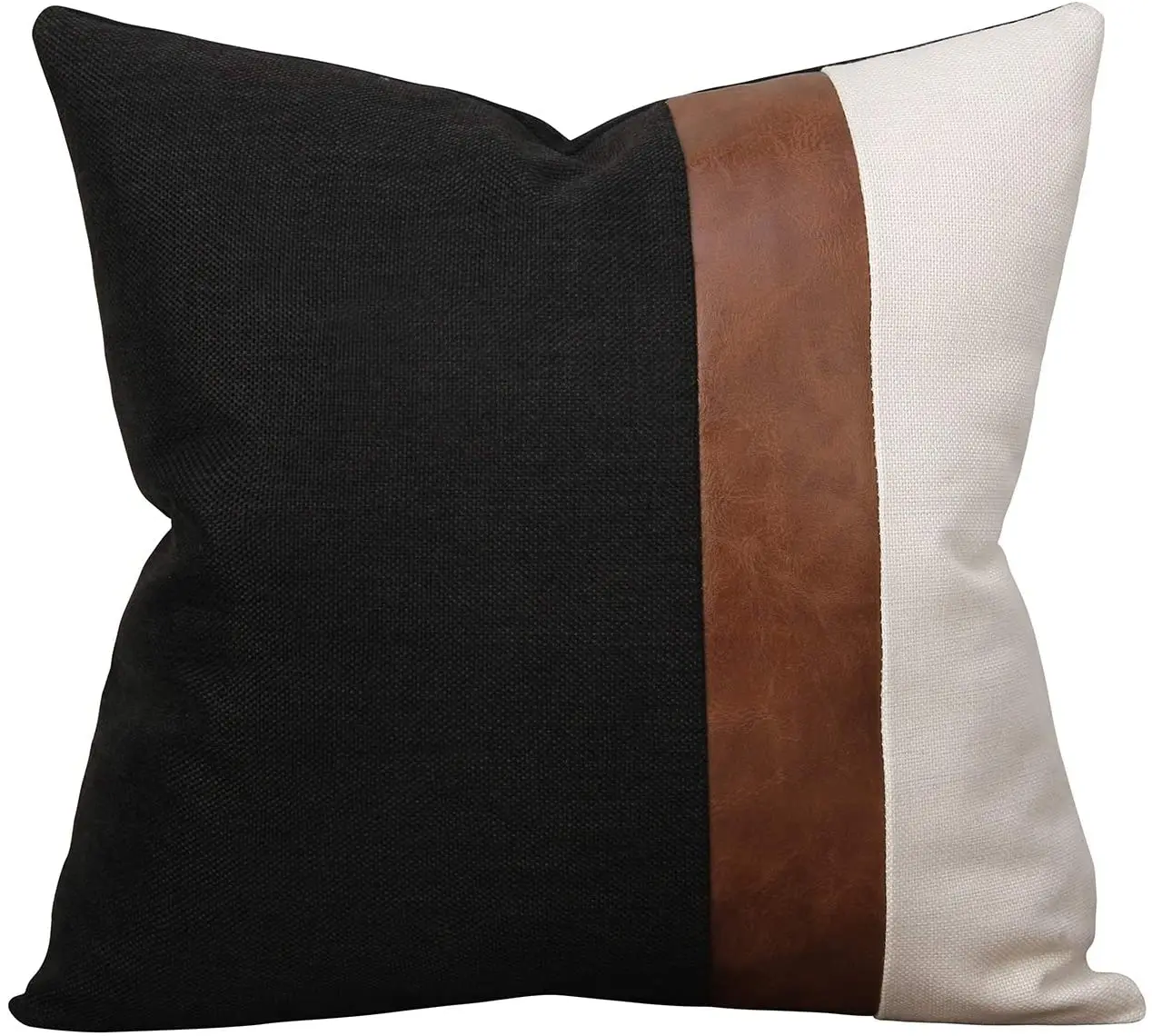 

Faux Leather And Linen Throw Pillow Cover 45x45cm Black And White Home Modern Decorative Home Decor Living Room Cushion Cover