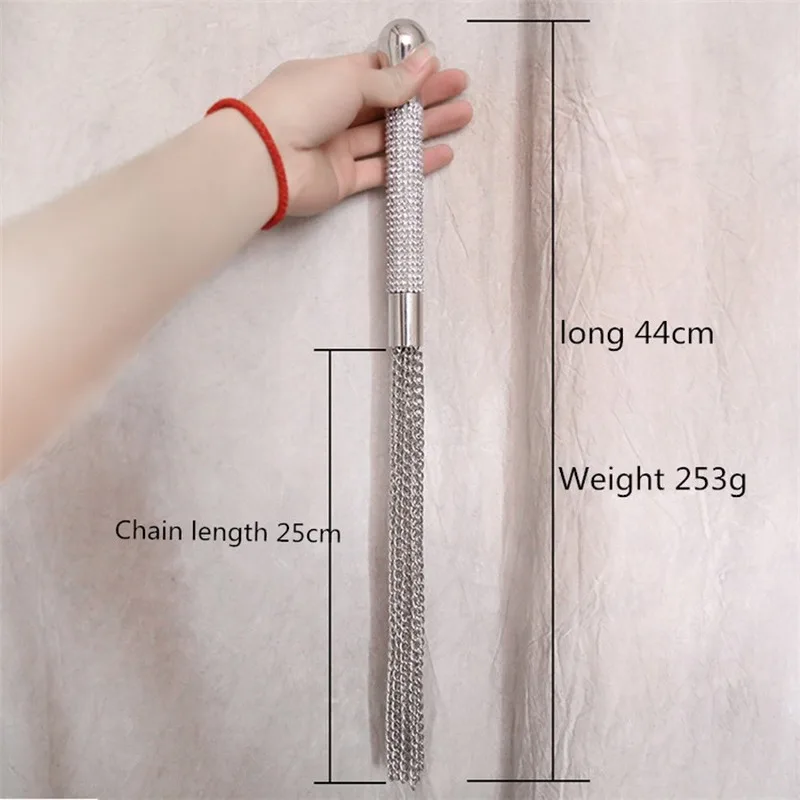 БДСМ металлические цепи кисточкой Кнут с хрустальной ручкой раб гей Фетиш пытка