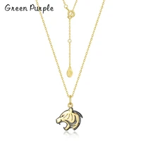 green purple vintage tiger pendant 100 925 sterling silver necklaces punk hip hop style suitable for ladies and mens jewelry