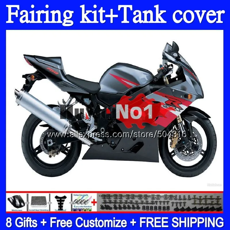 

+Tank For SUZUKI GSXR600 GSXR 600 750 GSX R750 K4 GSXR-750 Grey black 64MC.38 600CC GSX-R600 GSXR750 04 05 2004 2005 Fairings