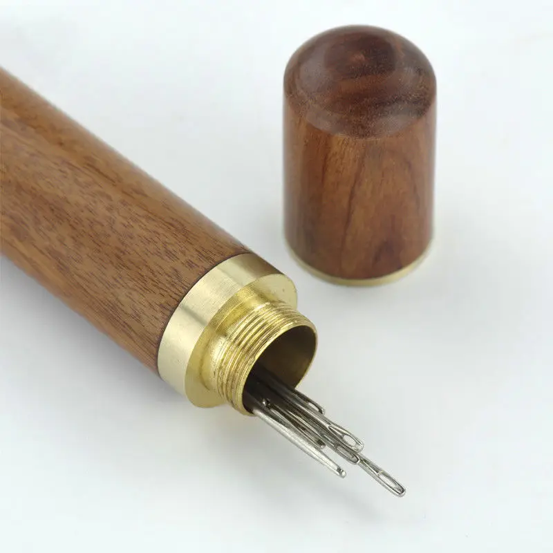 

Прочный деревянный защитный чехол для хранения, прочный ручной органайзер для шитья и вышивания игл, коричневый, кофейный