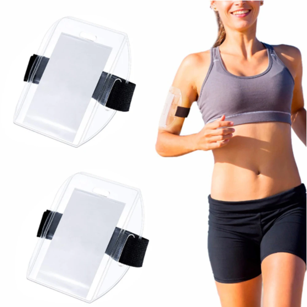 

Arm Band ID Card Holder Pvc Sleeve Badge Elastic Band Photo Case Transparent Adjustable Strap Armband Office Supplies Universal
