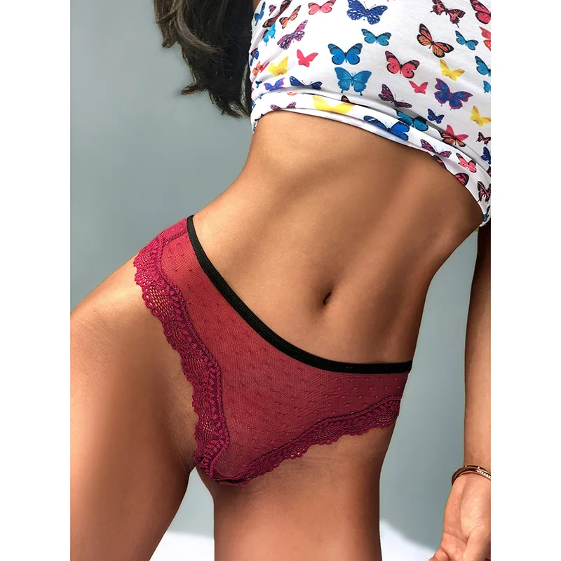 

2021 Hot Promotion Summer Sexy Transparent Lace Underwear Heart-Shaped Pendant Women'S Underwear Low Waist Mesh Underwear Set