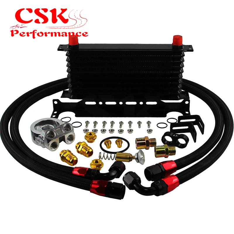 10 рядов масляного радиатора двигателя с термостатом 80 градусов комплект