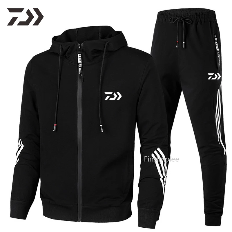 

Толстовка Daiwa мужская с капюшоном, хлопковая одежда для рыбалки, уличный спортивный комплект для кемпинга, полосатая одежда, пиджак и брюки, ...