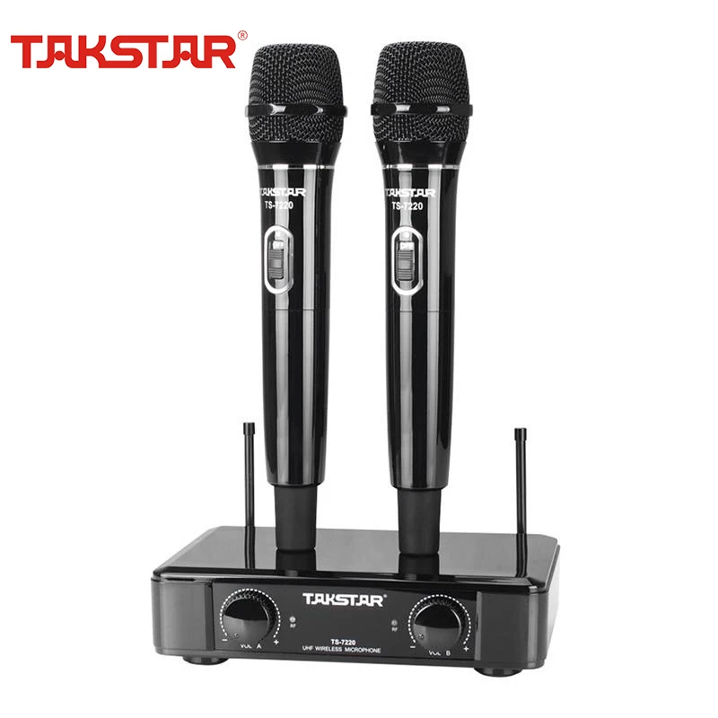 

TAKSTAR TS-7220 HH UHF Dual Handheld Wireless Microphone System with 2 Transmitter 1 receiver for Home Karaoke Stage Performance