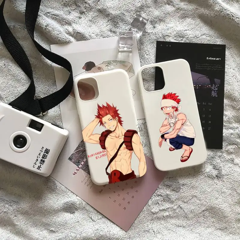 

Riot Eijiro Kirishima My hero academia Phone Case Candy Color for iPhone 6 7 8 11 12 s mini pro X XS XR MAX Plus