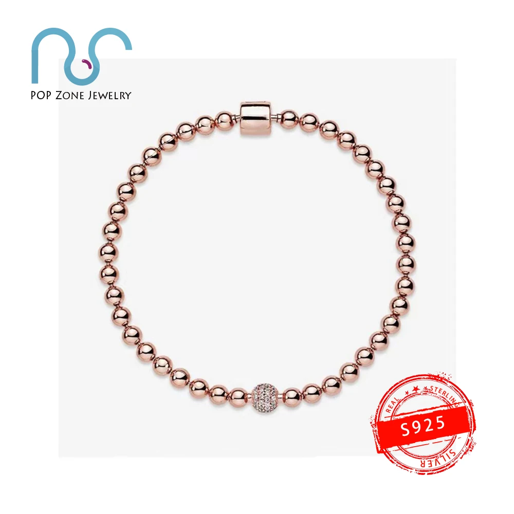 

Fit Original Pan Charm Bracelet S925 Sterling Silver Bracelet Beaded thick with Bracelet Female Brand Qualified Jewelry Gift