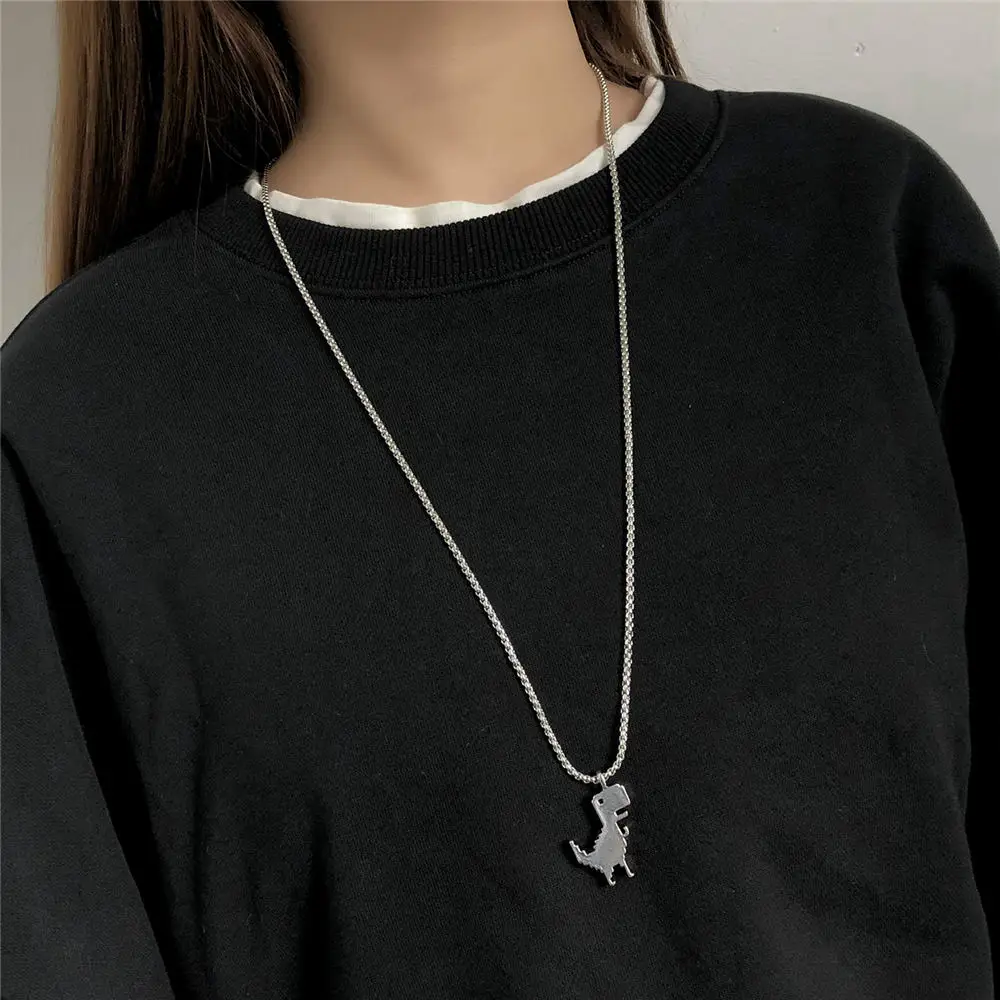 Retro Tiny Animal Dinosaur Pendant Necklace Unique Dragon Charm Chain Collares Para Mujer Statement Jewelry for Women Girl Gift