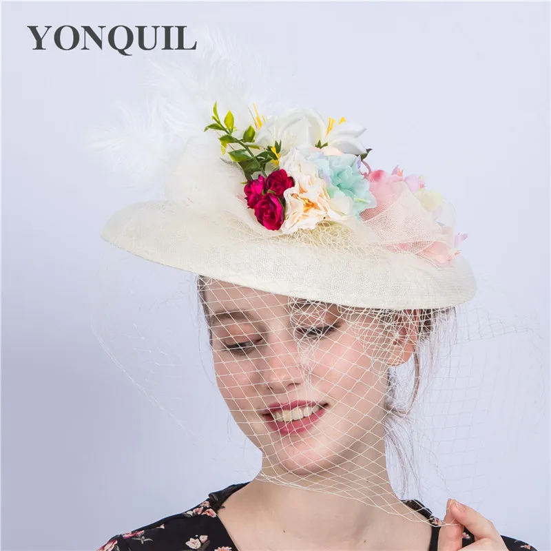 Модные цвета слоновой кости свадебное Шляпы для невесты 30 см большой милый Стиль
