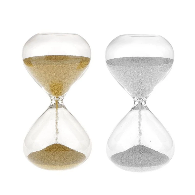

2Pcs 3 Min Hourglass Clock Sand Decoration Timer Clock Magnet Magnetic Crafts for Home Office - Gold & Silver