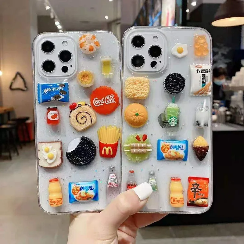 

Creative Drop Glue Stereo iPhone 12 Case For 11 Promax X XR 7 8 7P Cartoon Case Food Three-dimensional Cute