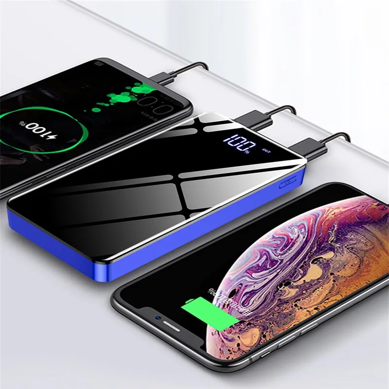 Xiaomi бренд QI 3,0 зеркальное зарядное устройство водонепроницаемый внешний аккумулятор 20000 мАч портативное зарядное устройство светодиодный ЖК Внешний аккумулятор мини