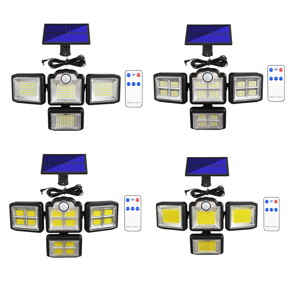 

4 Heads Solar Wall Lights Waterproof Motion Sensor Lamp with Remote Control for Garden Street Yard Lighting