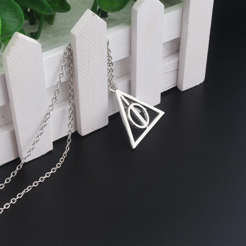 Модное треугольное ожерелье Луна Дары смерти полые треугольные Подвески цепочка