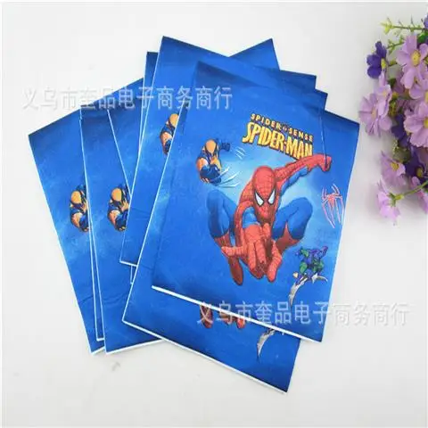 Napkin-20pcs "Человек-паук" 1st День рождения поставки праздничные украшения: воздушные шары пользу с принтом Человека-паука скатерть детский душ Декор посуда для маленьких мальчиков - Цвет: Napkin-20pcs
