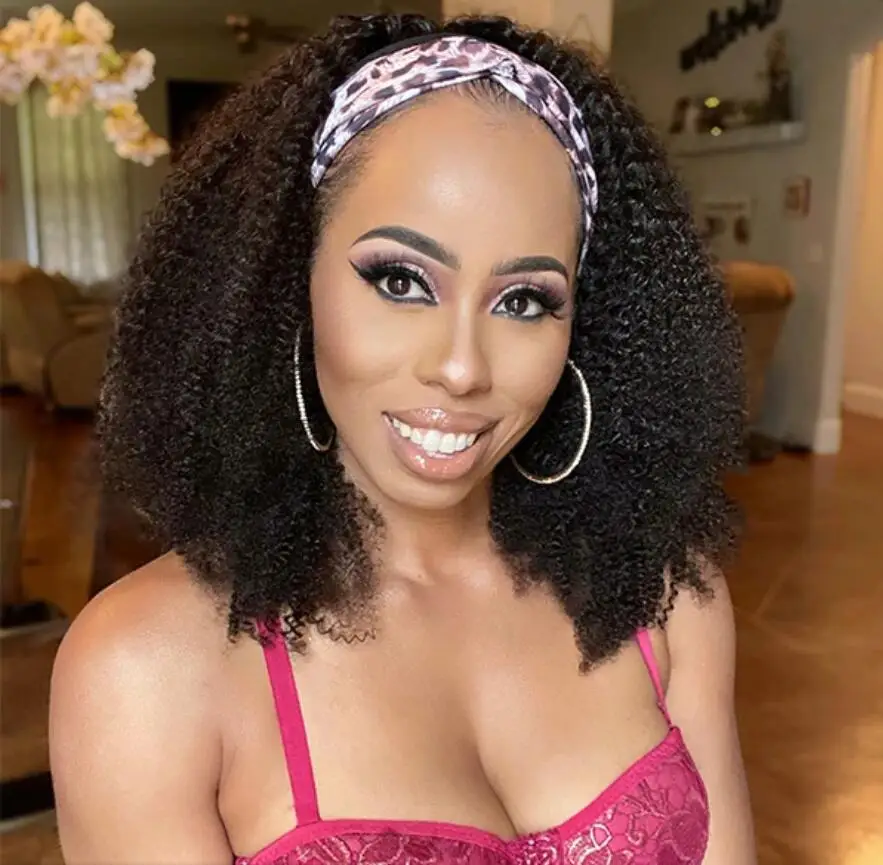 Парик с головной повязкой 1/2/3 шт. Массовая продажа афро кудрявый вьющиеся парик