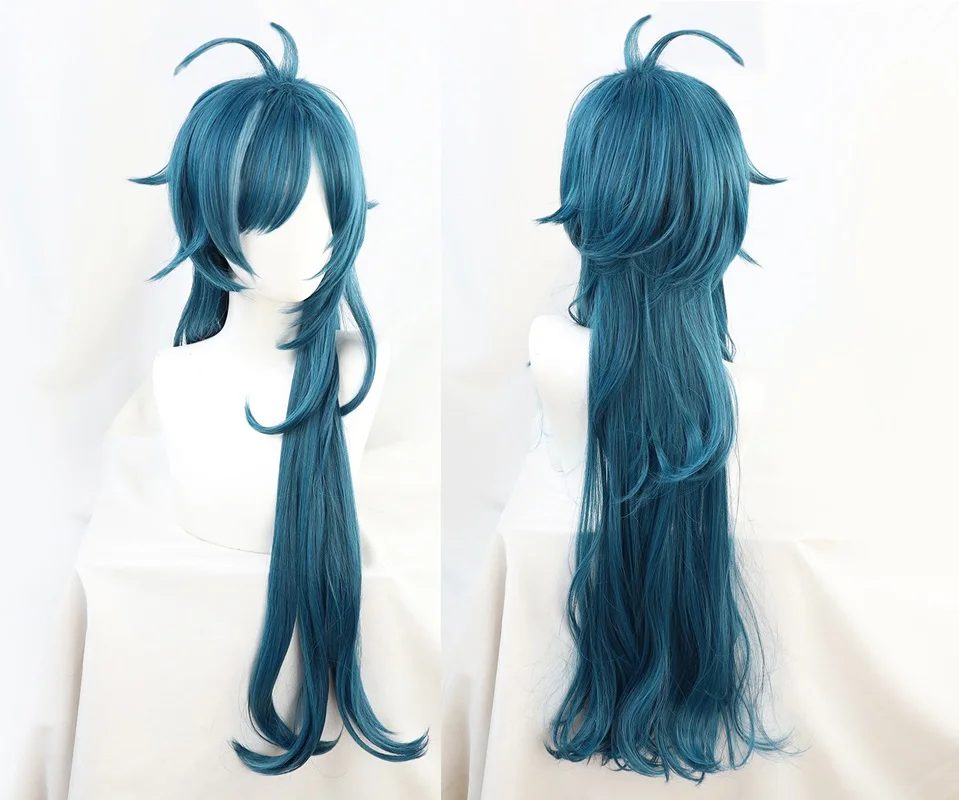 

Парик для косплея каeya Genshin Impact, длинные прямые, ярко-синие термостойкие волосы, парики для взрослых на Хэллоуин + шапочка для парика