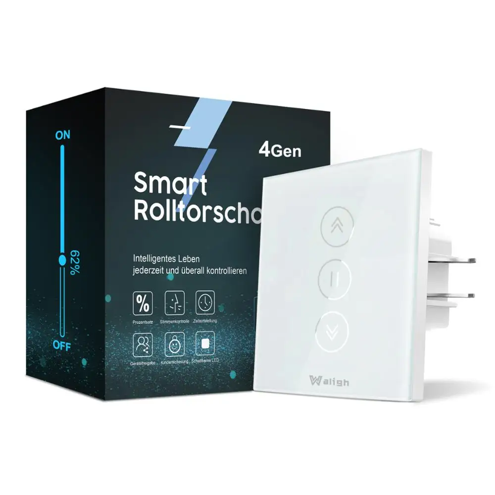 

[4 Gen.] waligh wireless trigger switch, Alexa shutter control with timer, percent, night mode, voice
