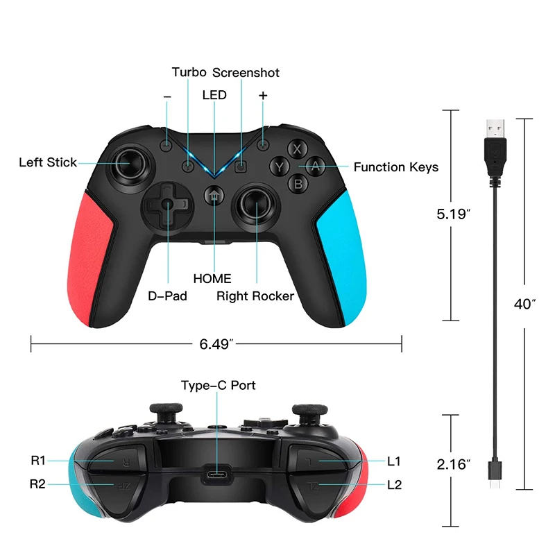 2021 новый тренд 6-осевой гироскоп Беспроводной игровой bluetooth-контроллер Для Nintendo