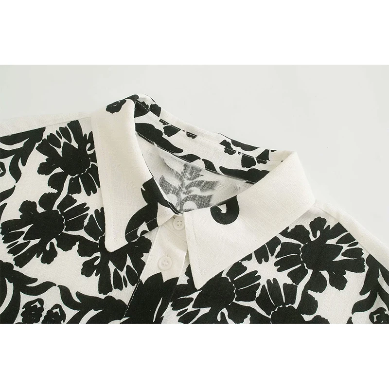 

WXWT Za Women Positioning Printed Shirt Short Sleeve Female Summer Oversized Blouses Tops Blusas Femininas OZZ1166