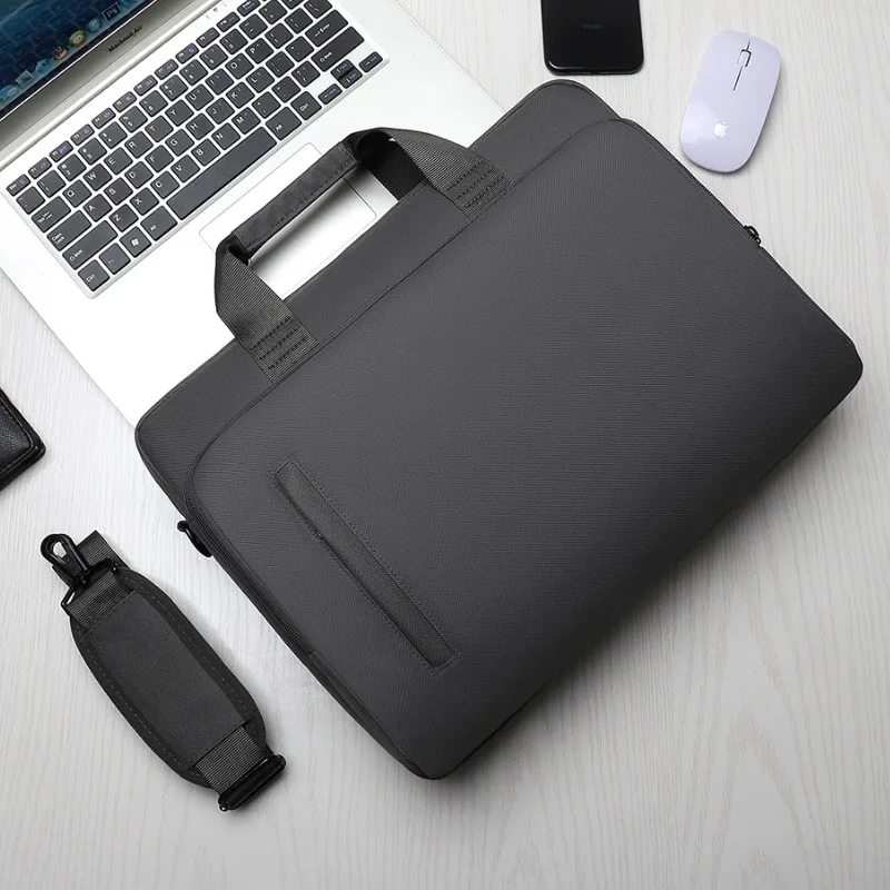 Men's Women Briefcase Laptop Bag Shockproof Waterproof Crossbody Shoulder Tote Office Travel Cell Phone Document Pouch Supplies