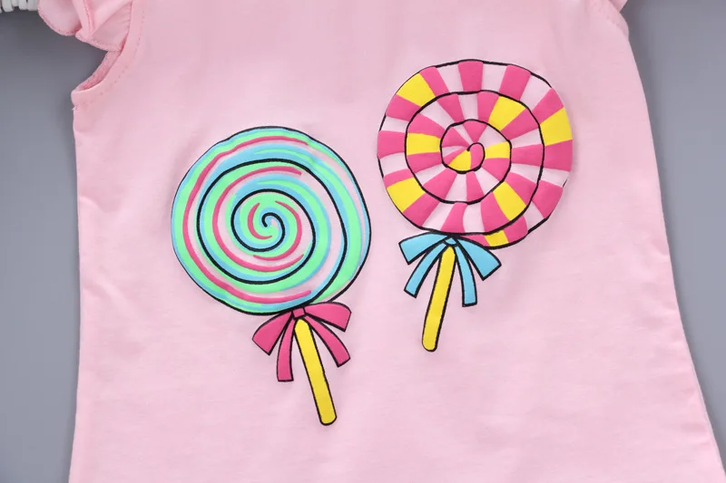 Комплект летней детской одежды для девочек белая футболка с коротким рукавом +