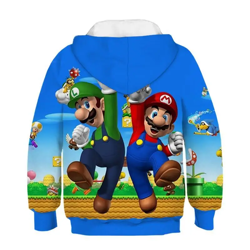 2019 Autumn New Style Hoodies Boys Cartoon Super Mario 3D print Hoodie Children Sweatshirt GirlsCasual Pullover Kids Jacket Coat |