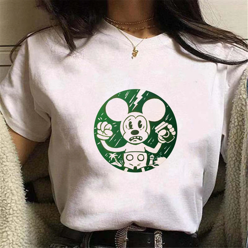 

New Women Summer T Shirts Streetwear Mickey Sweet Friends White Cartoons Casual Harajuku Female Base Clothes Loose Cozy Lady