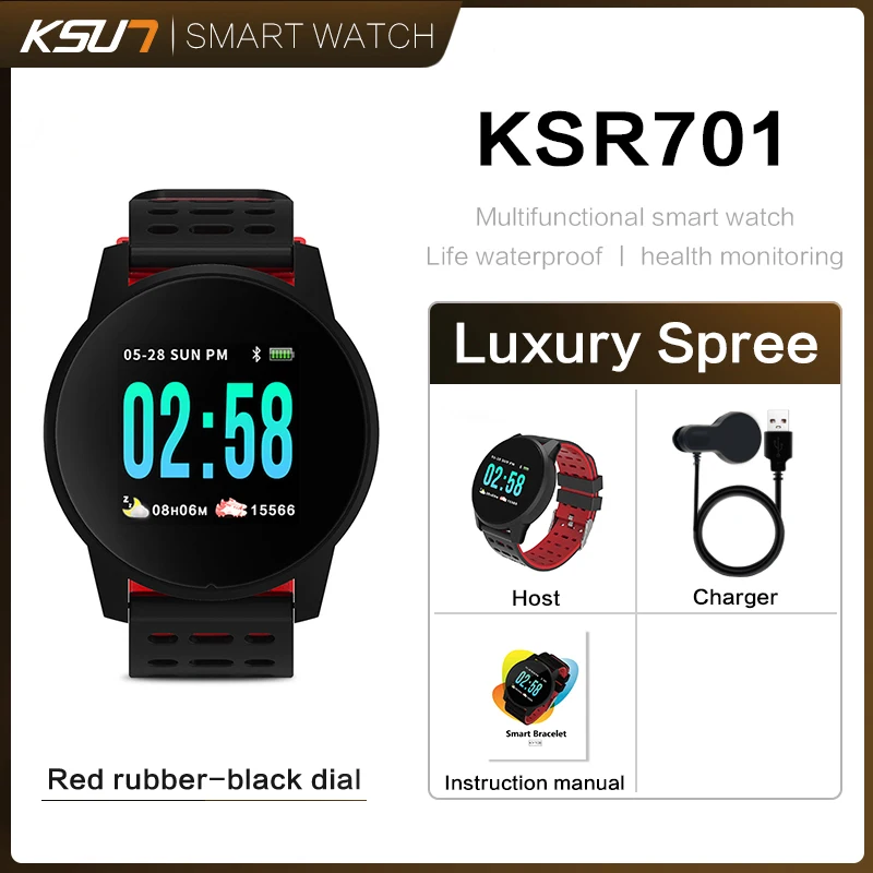 PU Red Смарт часы KSUN KSR901 Bluetooth Android/IOS телефоны 4G водонепроницаемый gps сенсорный экран Спорт Здоровье - Цвет: PU Red