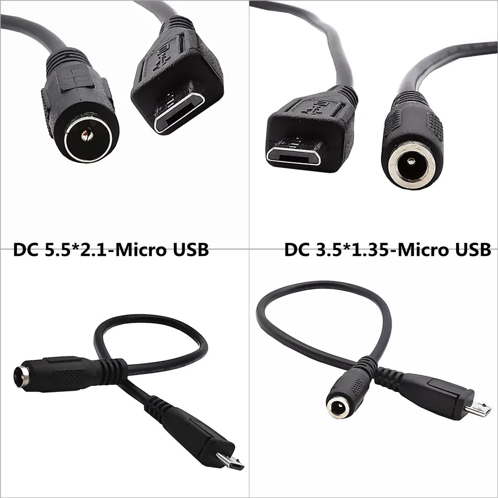 

3A DC 5.5x2.1mm &3.5x1.35mm Power Charger Cable Adapter Converter Connector Female to Micro USB 5pin Male for Laptop/Tablet 0.2M