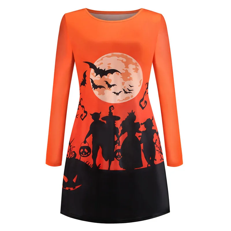 

Women Autumn Winter Dress Casual Cat Print Black Midi Office Party Dress O-neck Long Sleeve Vintage Vestidos Robe Plus Size